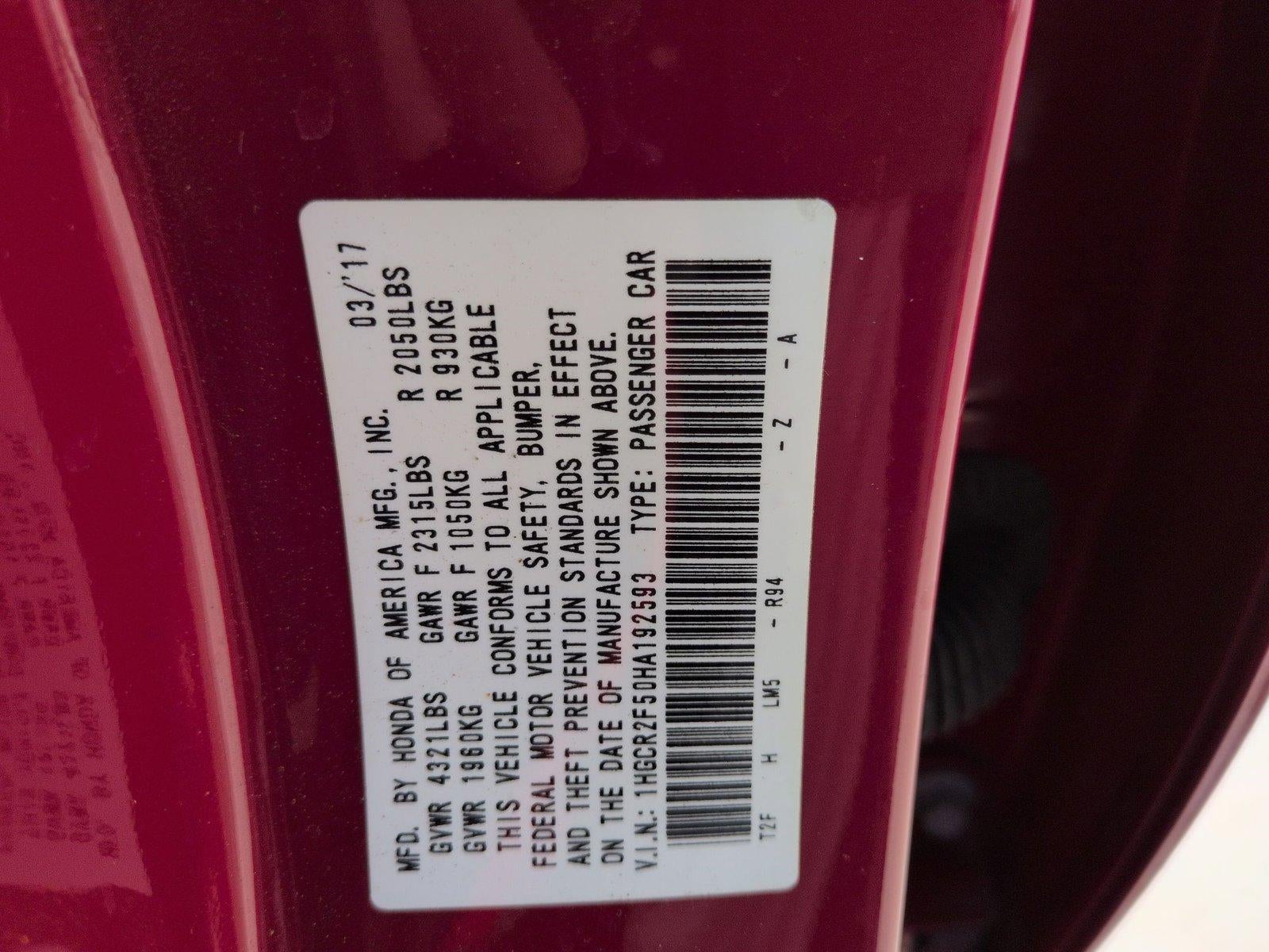 2017 Honda Accord Sedan Sport CVT PZEV