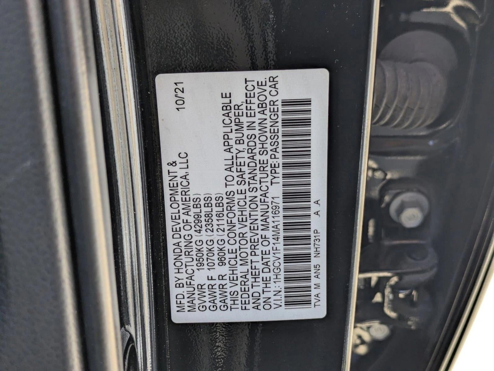 2021 Honda Accord Sedan LX 1.5T CVT