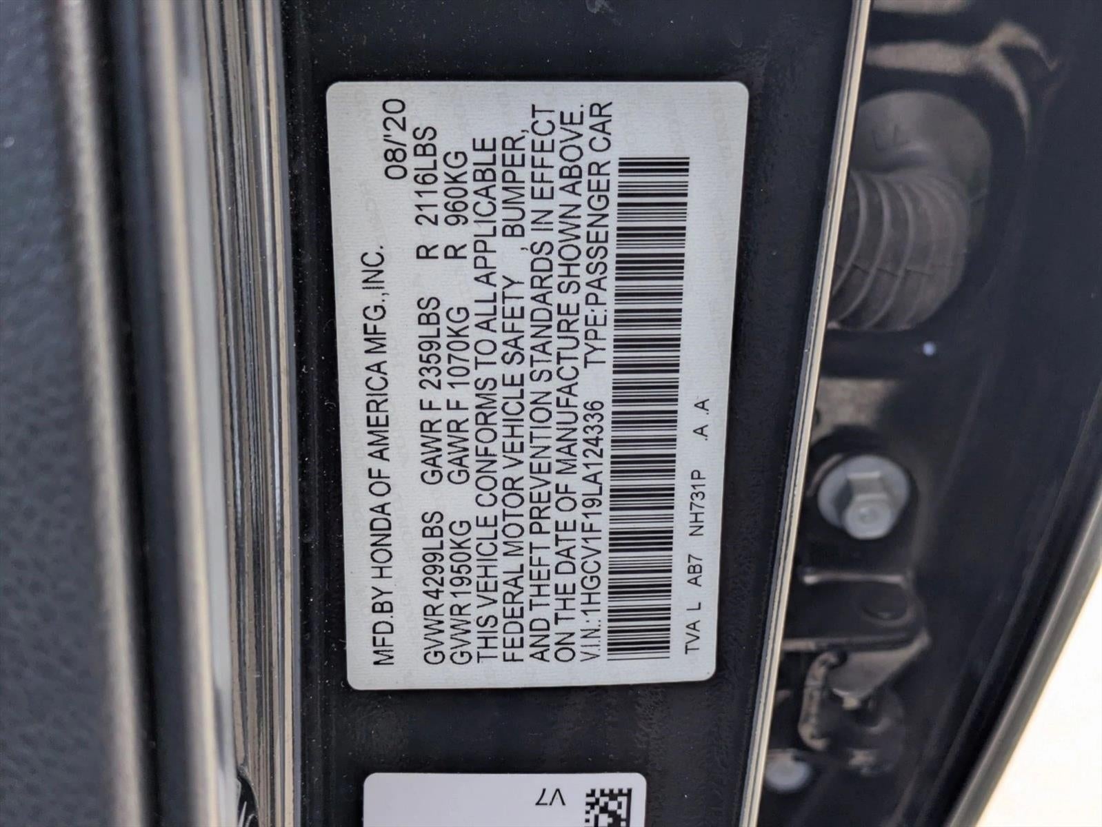 2020 Honda Accord Sedan LX 1.5T CVT