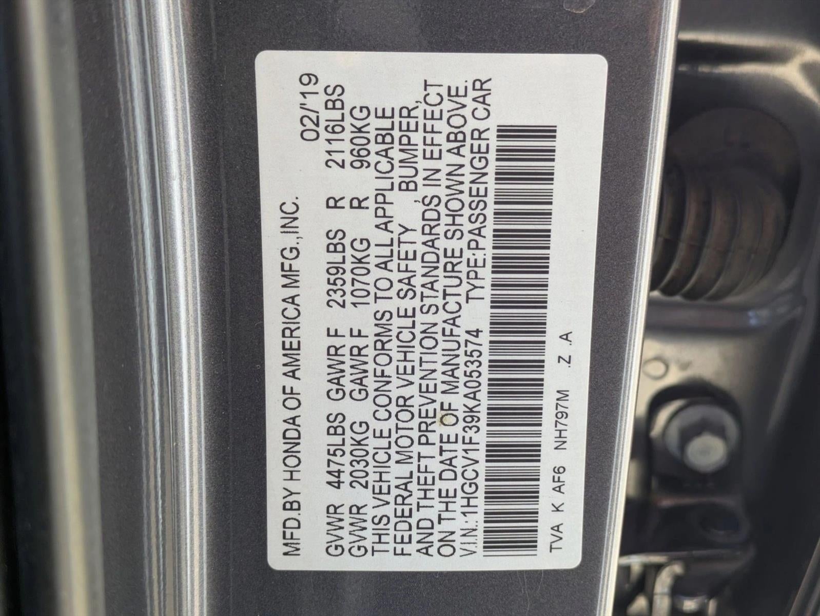 2019 Honda Accord Sedan Sport 1.5T CVT