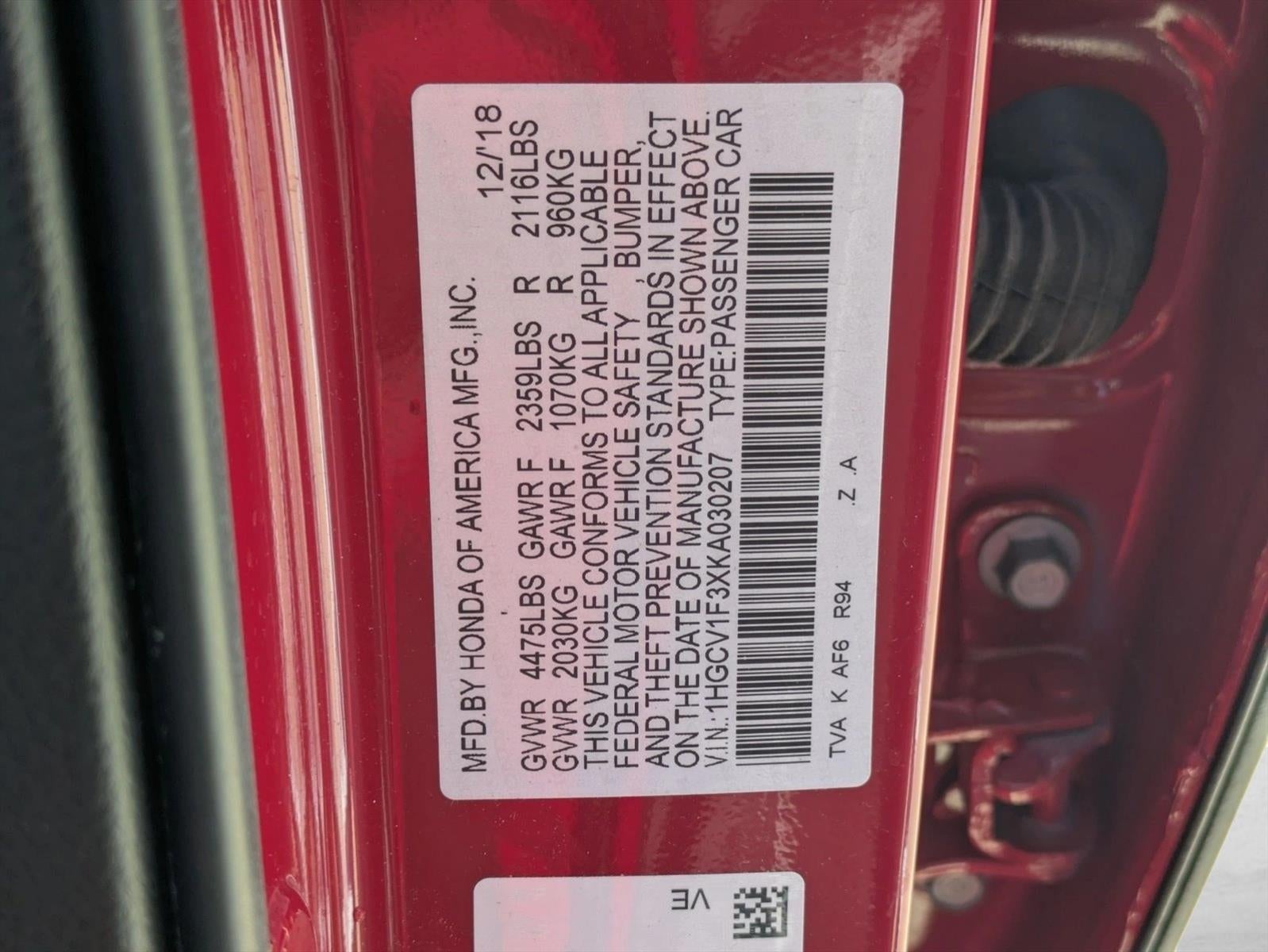 2019 Honda Accord Sedan Sport 1.5T CVT