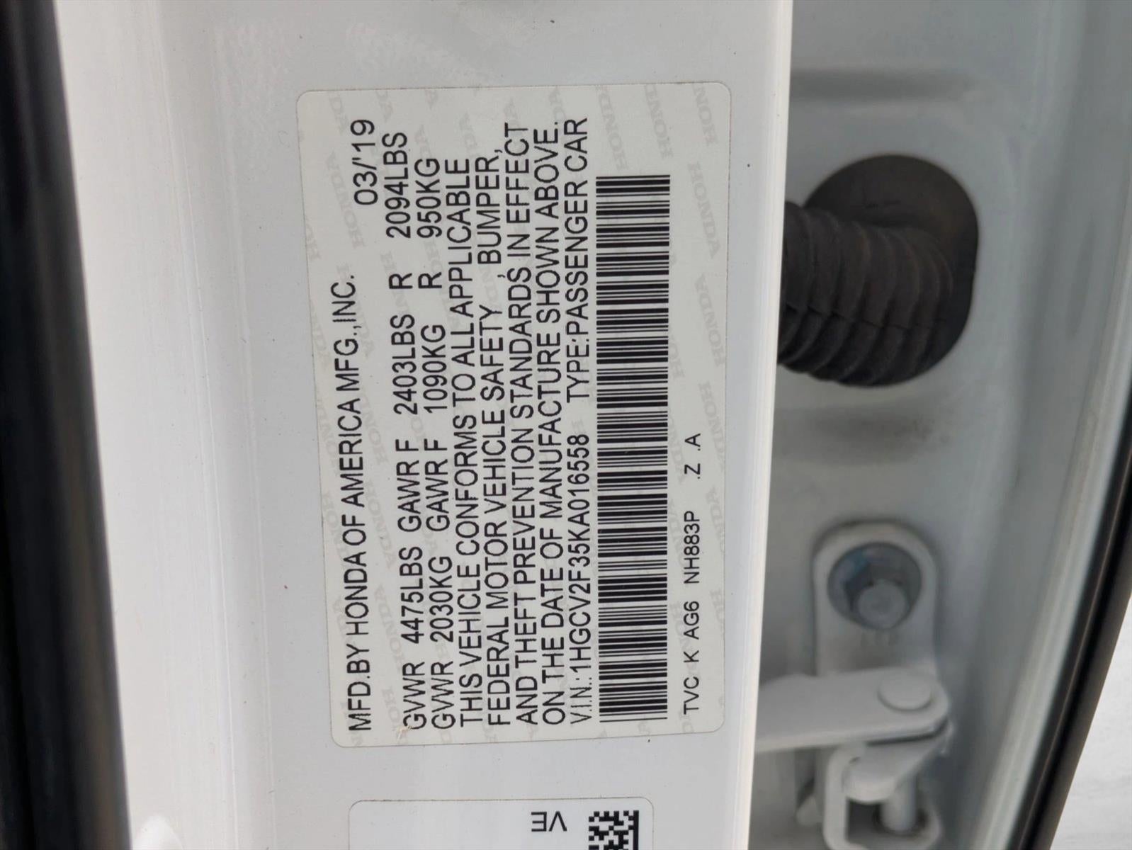 2019 Honda Accord Sedan Sport 2.0T Automatic