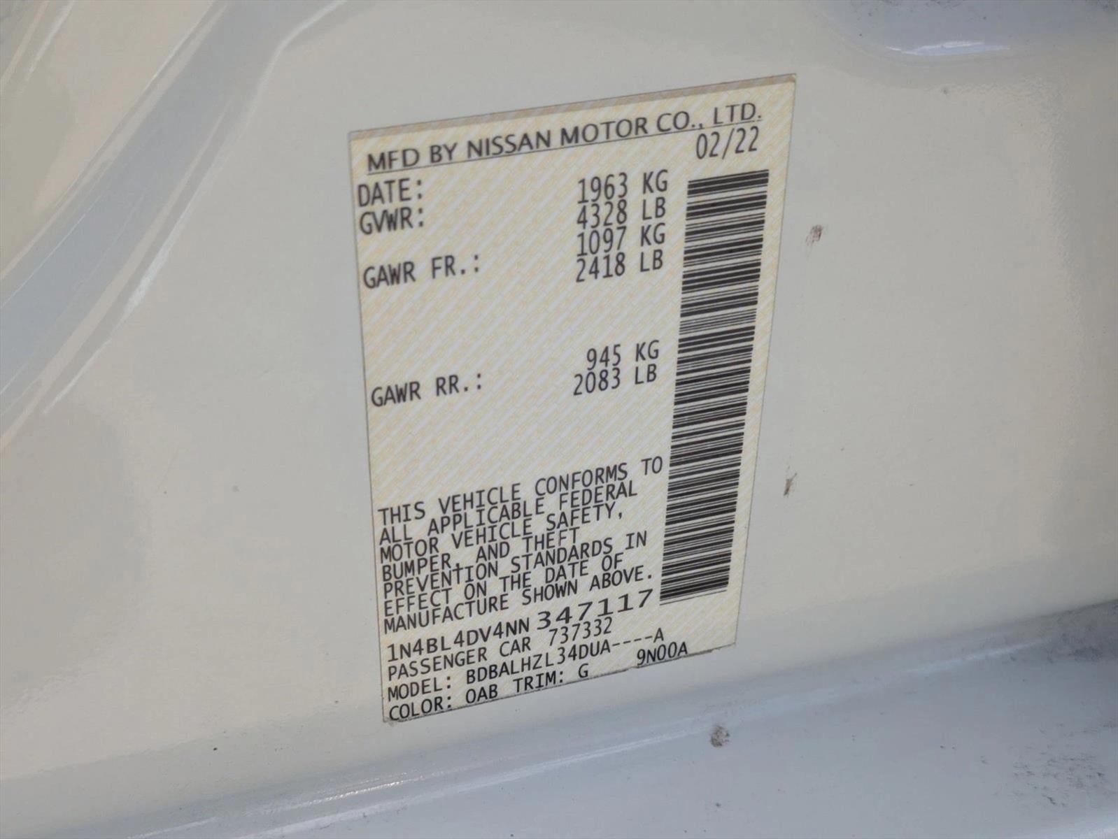 2022 Nissan Altima 2.5 SV Sedan