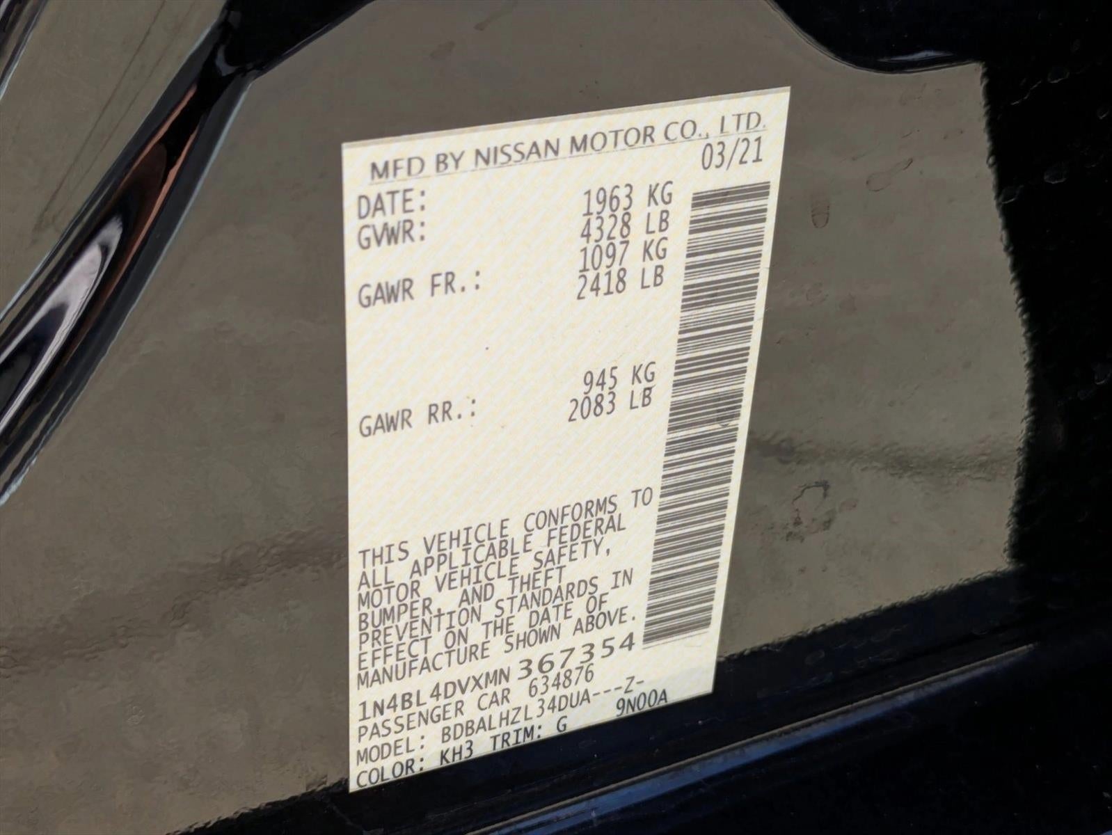 2021 Nissan Altima 2.5 SV Sedan