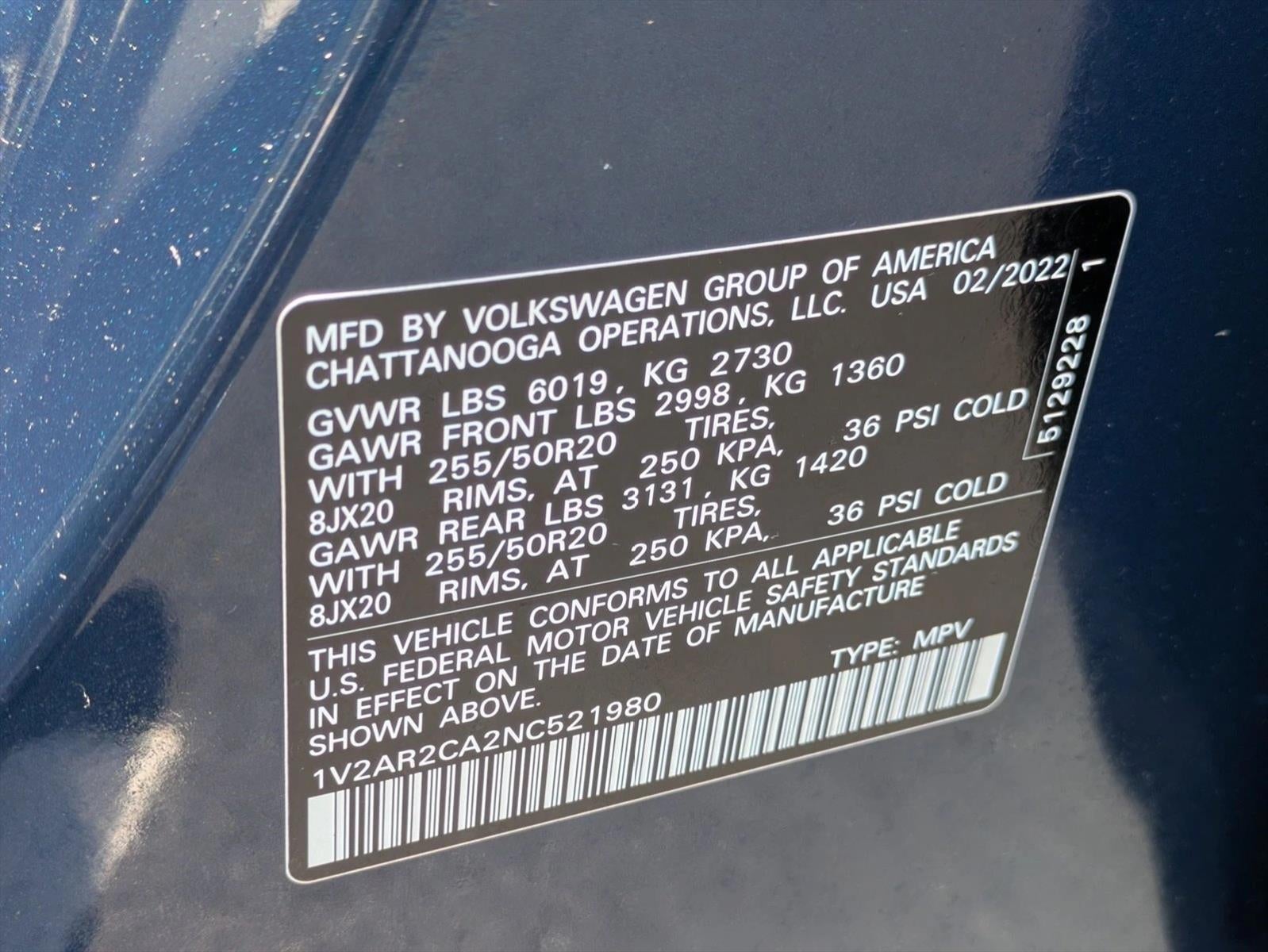 2022 Volkswagen Atlas 3.6L V6 SEL R-Line 4MOTION