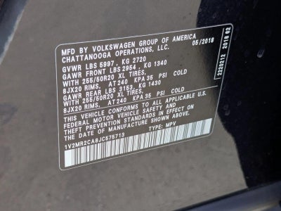 2018 Volkswagen Atlas 3.6L V6 SEL 4MOTION