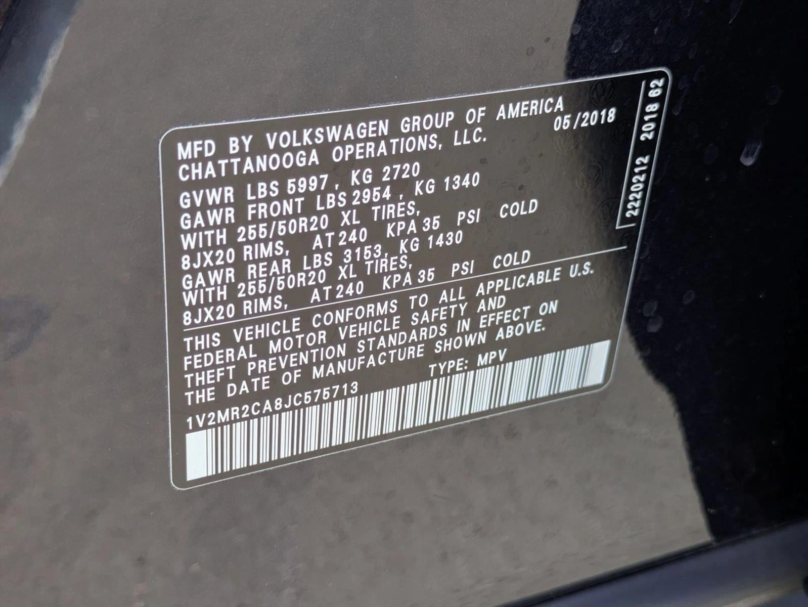 2018 Volkswagen Atlas 3.6L V6 SEL 4MOTION