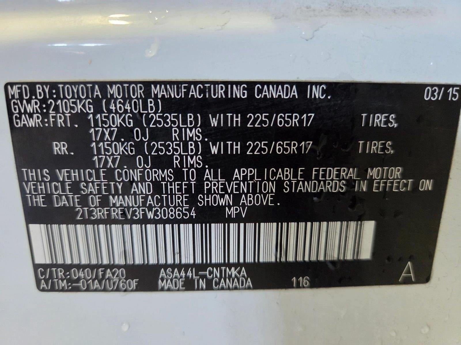 2015 Toyota RAV4 AWD 4dr XLE (Natl)