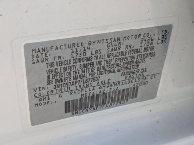 2015 Nissan Versa 4dr Sdn CVT 1.6 S Plus