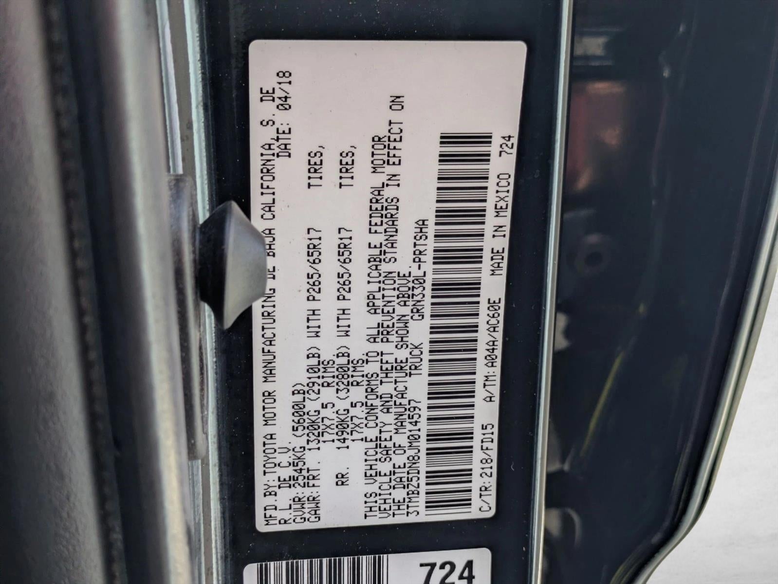 2018 Toyota Tacoma TRD Sport Double Cab 6' Bed V6 4x2 AT (Natl)