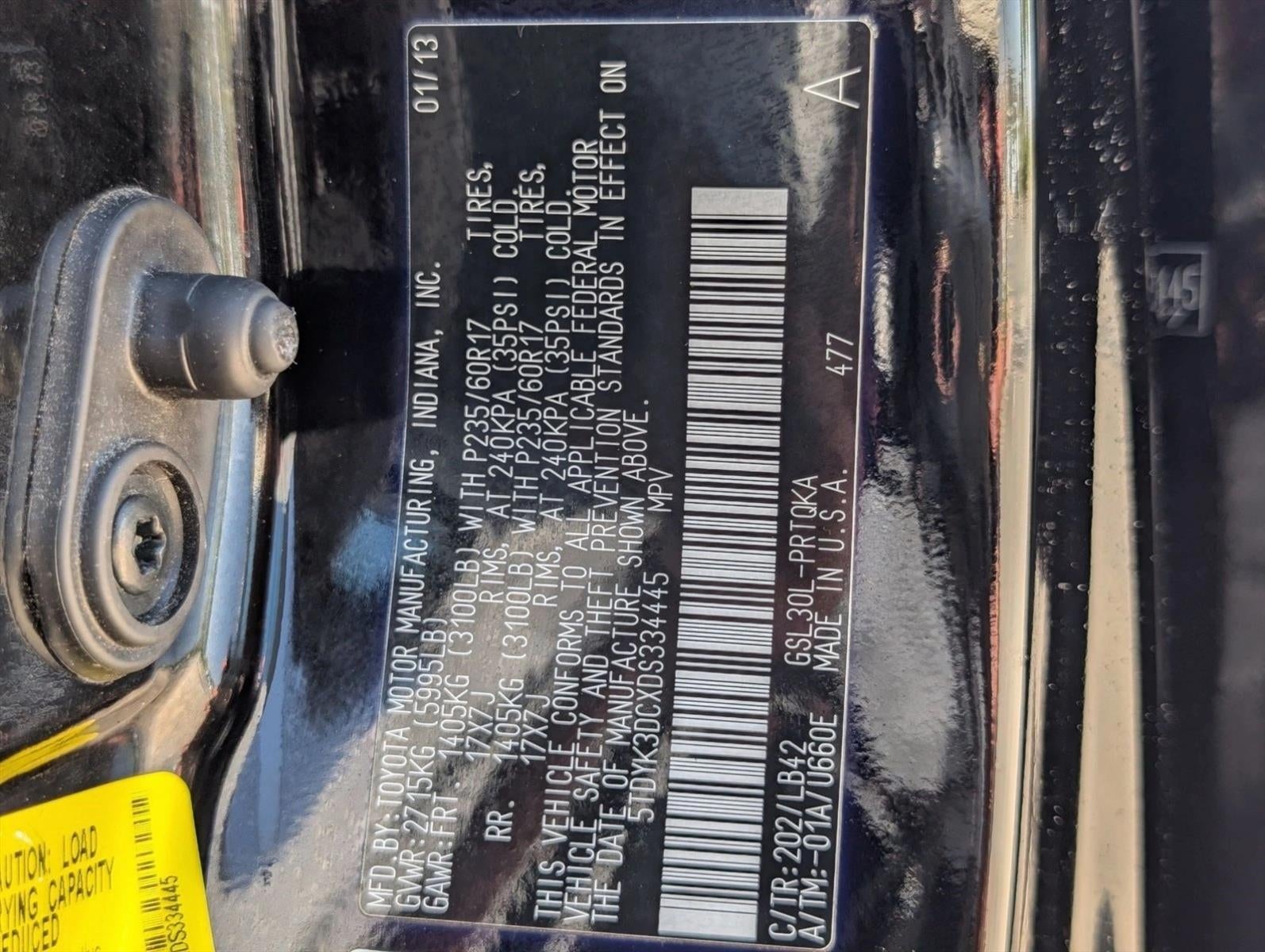 2013 Toyota Sienna 5dr 8-Pass Van V6 XLE FWD (Natl)
