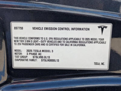 2025 Tesla Model 3 Long Range RWD