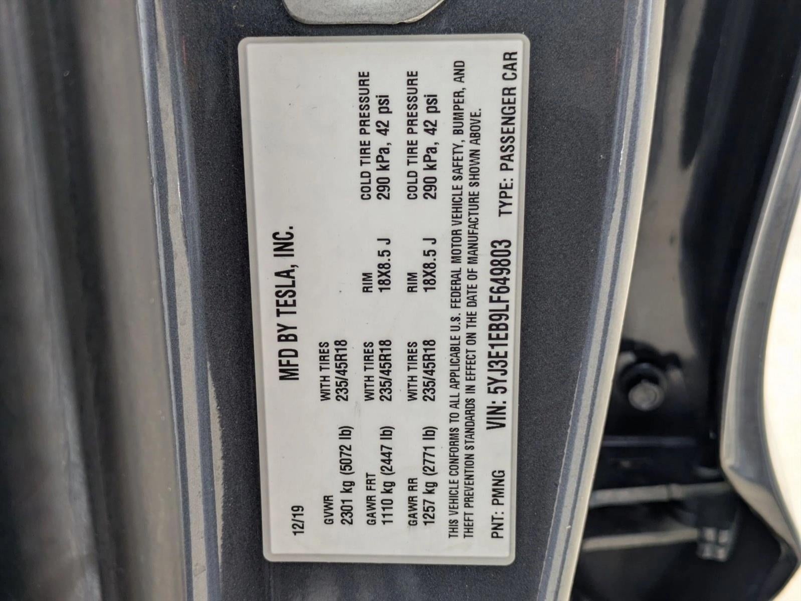 2020 Tesla Model 3 Long Range AWD