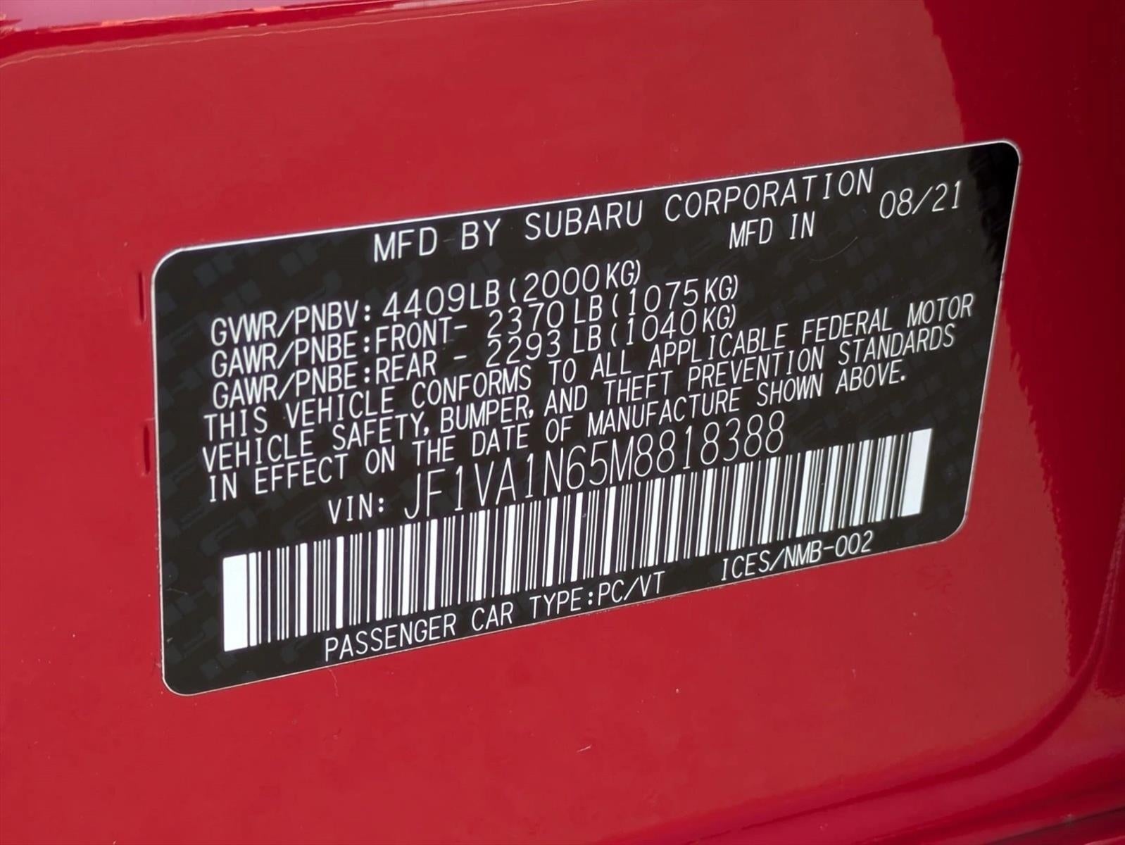 2021 Subaru WRX Limited CVT