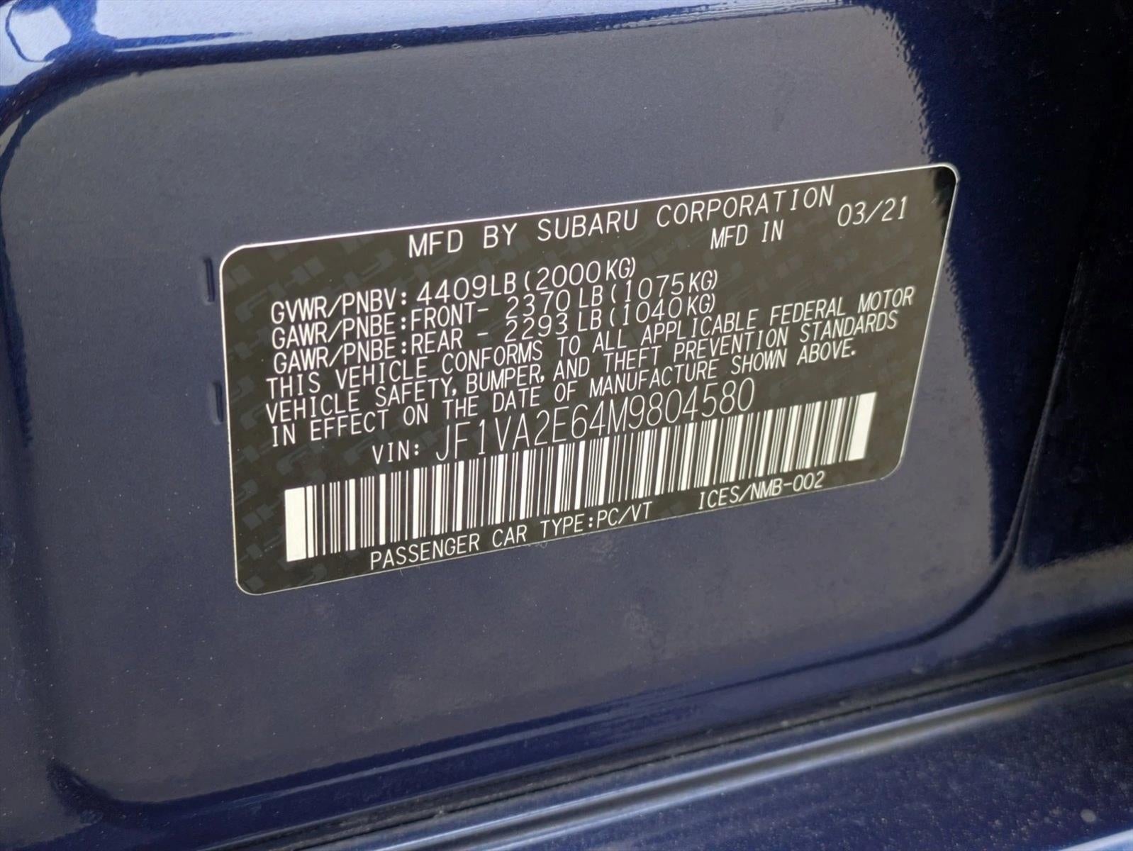 2021 Subaru WRX STI Manual
