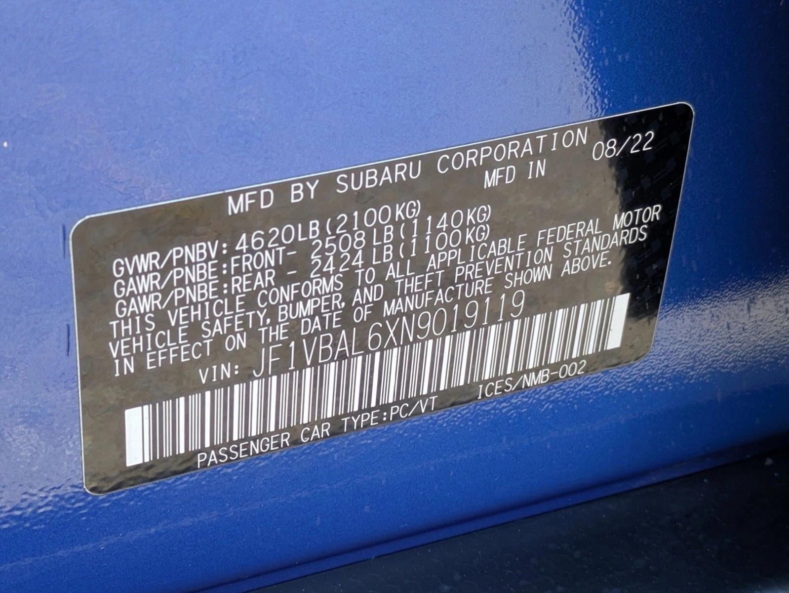 2022 Subaru WRX Limited Manual