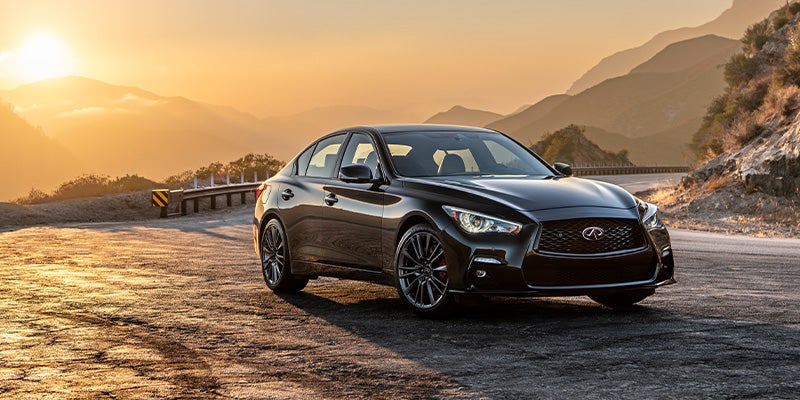 2023 Infiniti Q50 parked with rising sun img