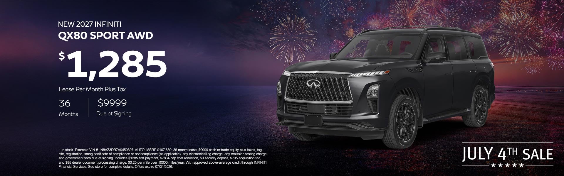 New 2027 INFINITI QX80 Sport Offer