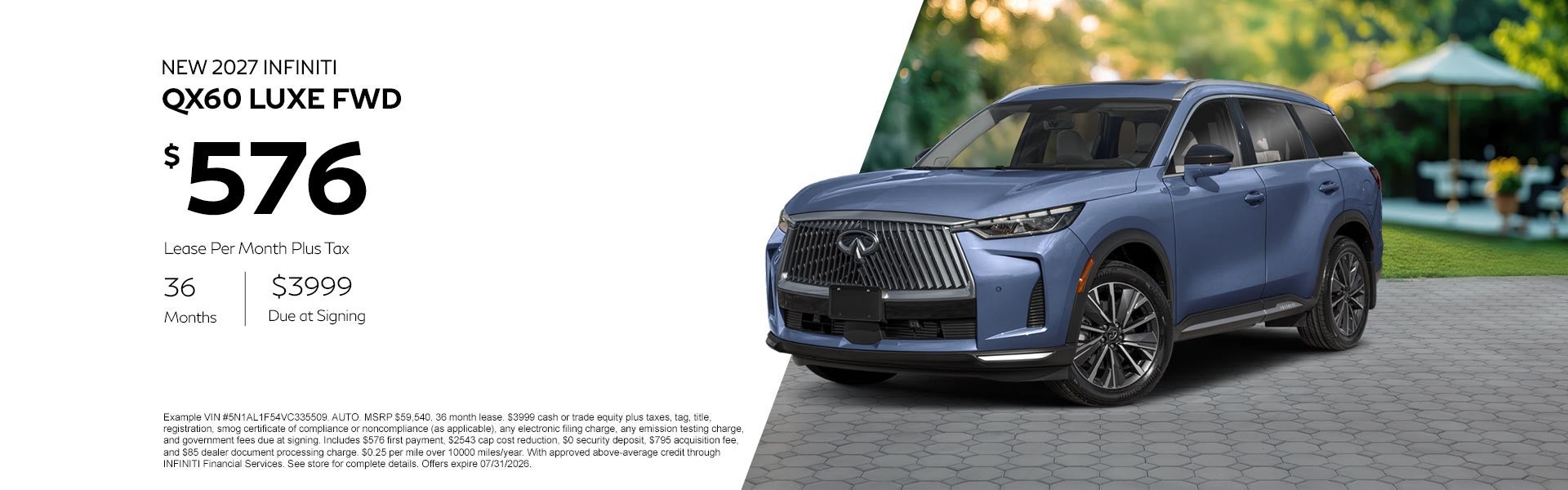 New 2027 INFINITI QX60 Luxe Offer