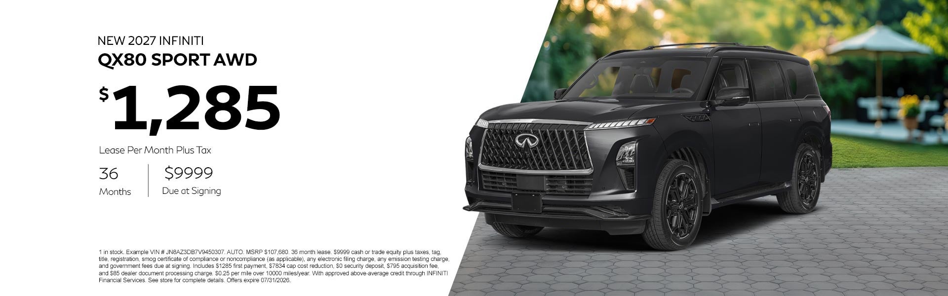 New 2027 INFINITI QX80 Sport Offer