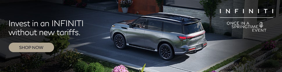 INFINITI sales banner for shopping before tariffs kick in